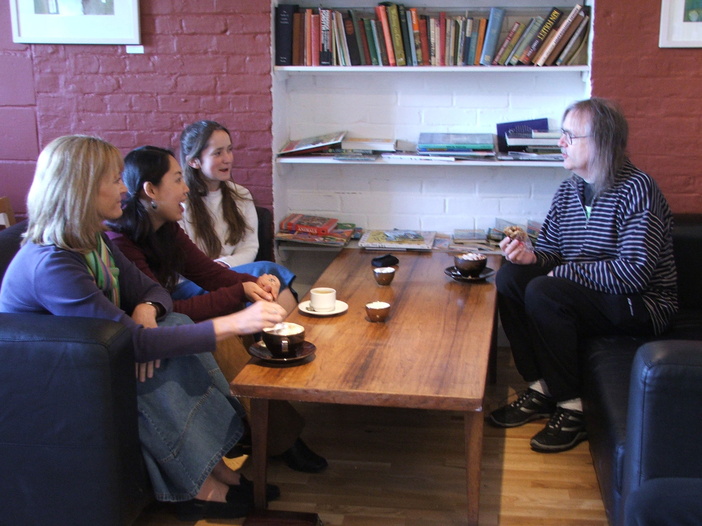 Students chat at coffee time